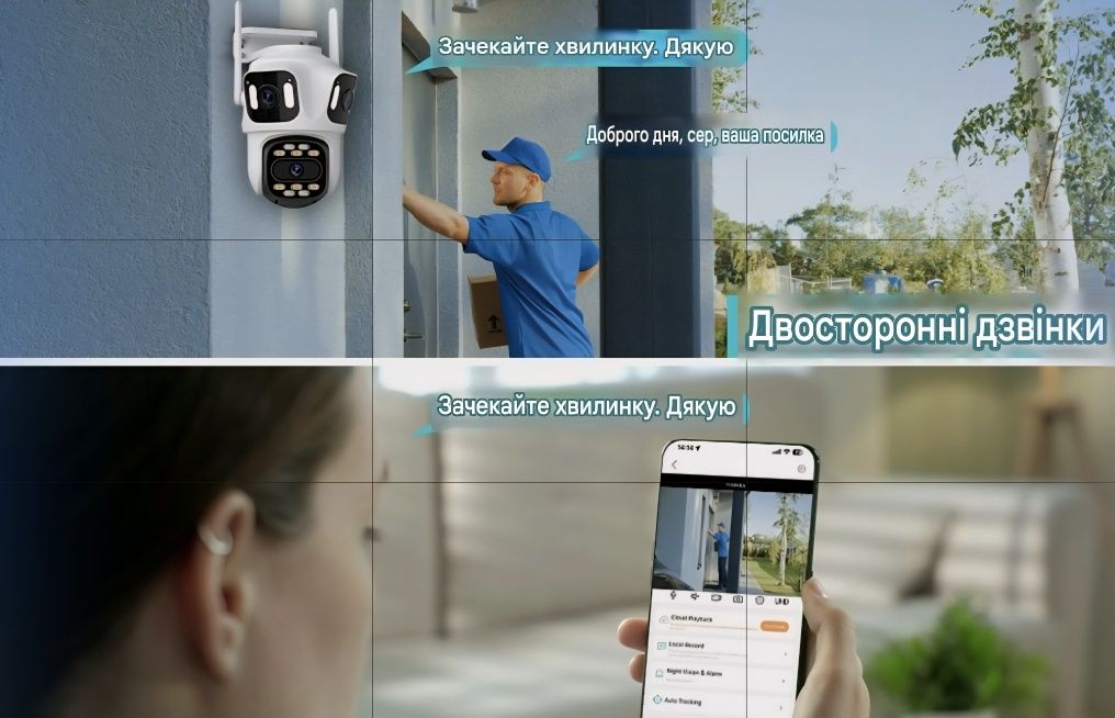 Wi-Fi поворотна камера для нагляду з автостеженням. Нічне бачення.