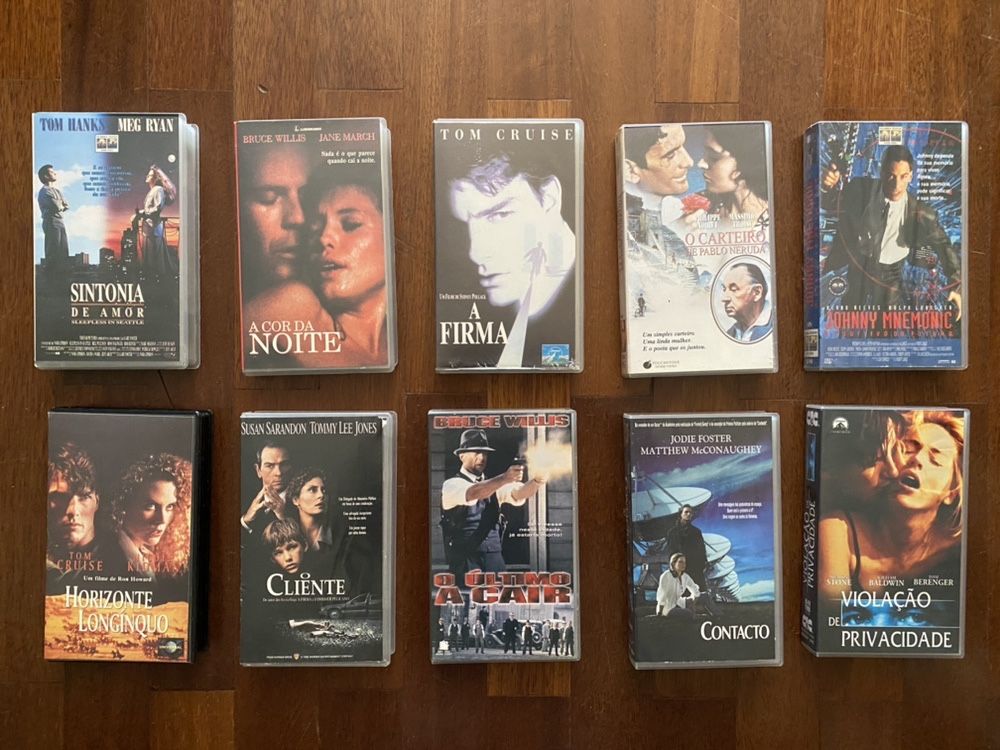 80 Filmes em cassetes VHS - Titanic, ET, Braveheart, Speed, Seven, etc