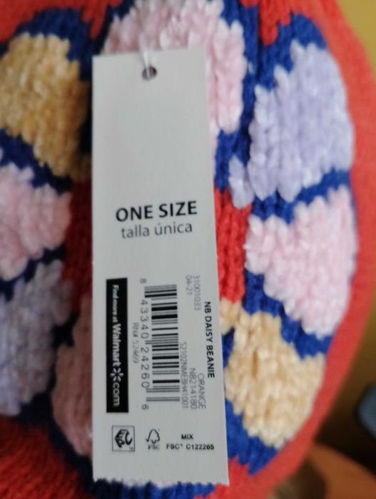 NOWA czapka zima z pomponem*Talla Unica*pomarańcz/niebieska