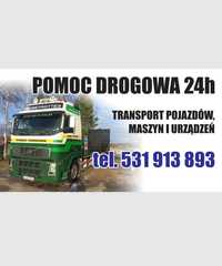 Transport aut, maszyn rolniczych, budowlanych, pomoc drogowa, laweta