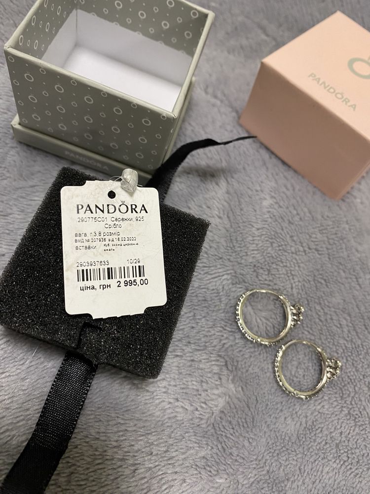 Сережки Pandora Пандора срібло оригінал