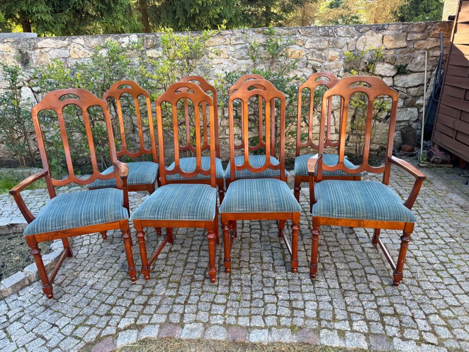 Krzesła mahoń drewniane 8 szt skandynawskie ala ludwikowskie