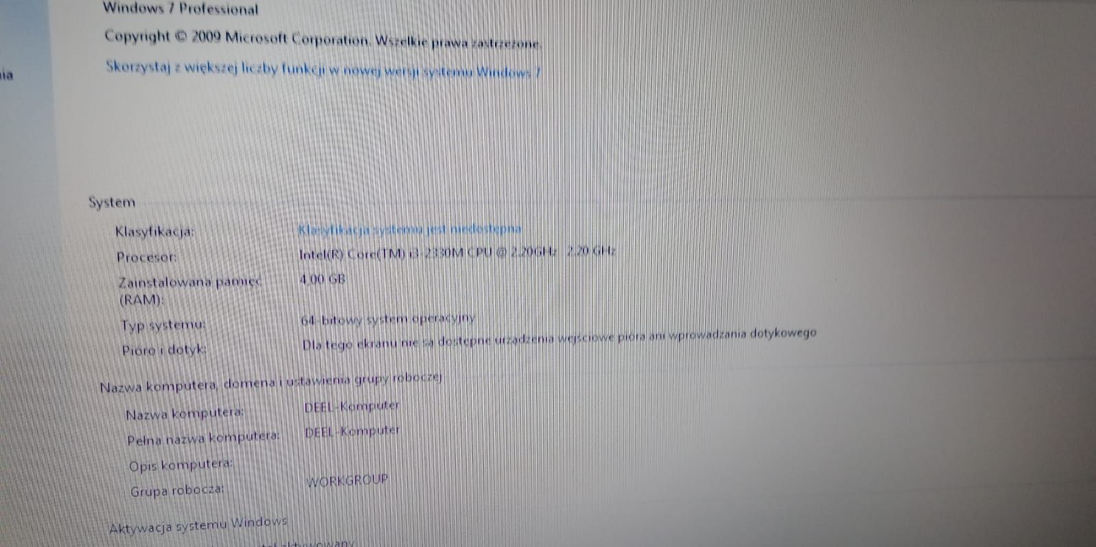 Laptop Dell Vorsto 3550 i3 700Gb  2.20GHz 4Gb nowa bateria
