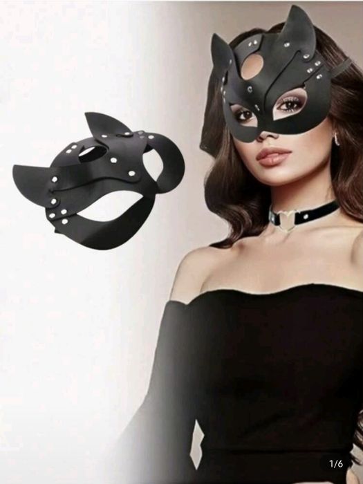 Mascara + colar halloween/Carnaval Gata (Novo)