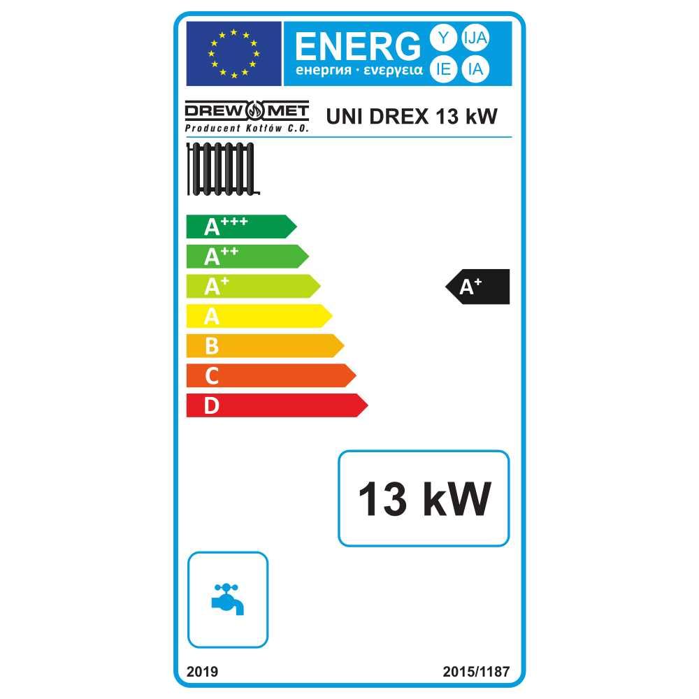 Kocioł DREW-MET UNI DREX 13 kW - wersja na drewno i pellet