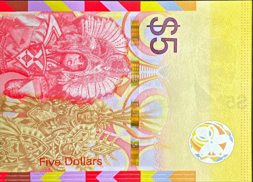 Банкнота 5 долларів Багами 2020 рік UNC