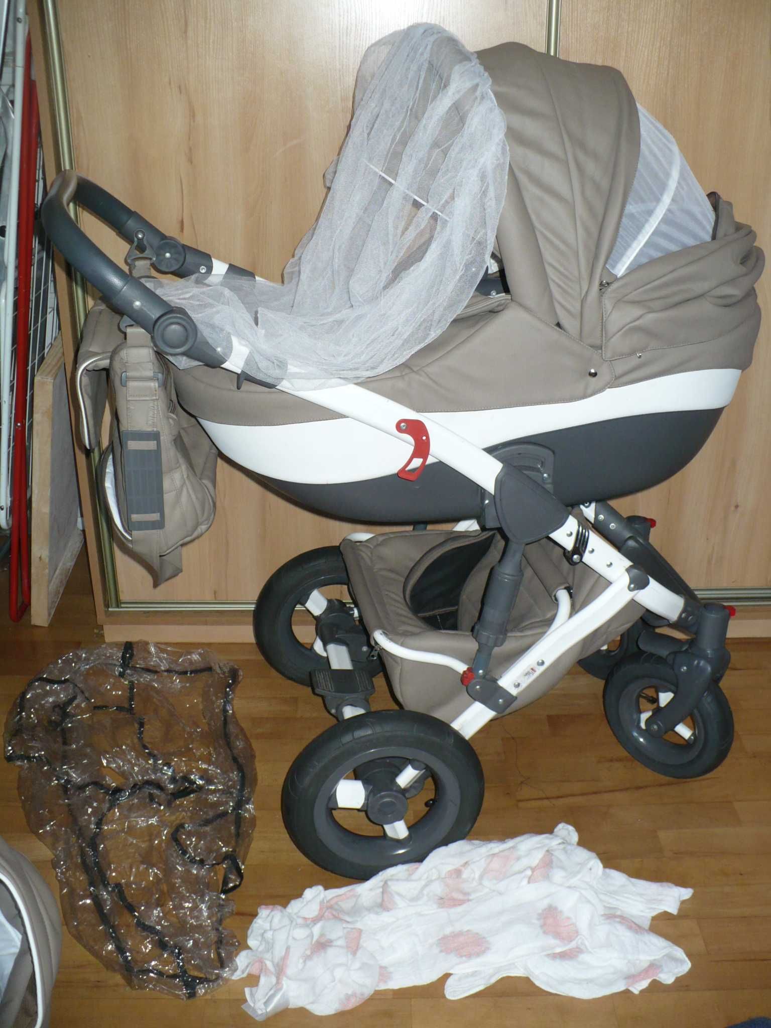 wózek Tako 3w1.Składany.Czysty.Ekoskóra+bawełna