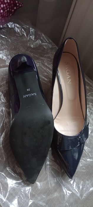 Czółenka skóra naturalna - Sagan granatowe 39