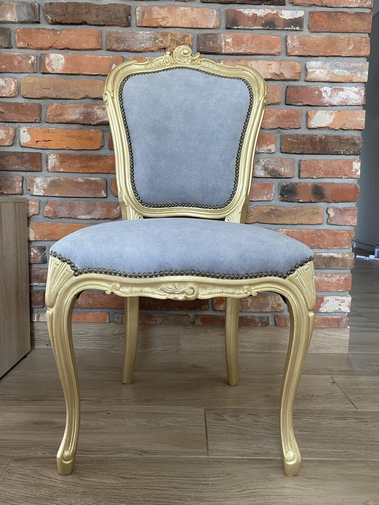 Krzesło ludwik złote ręcznie rzeźbione