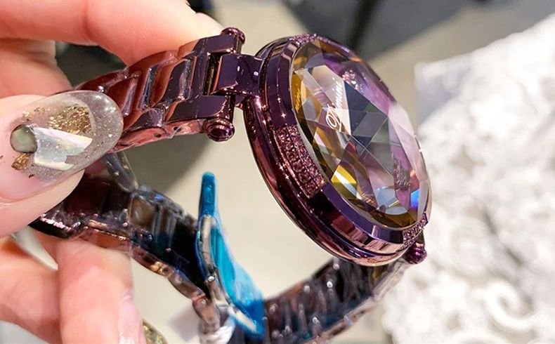 Luksusowy Kobiecy zegarek kryształowy ze stali nierdzewnej prezent