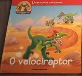 Livro Infantil O Mundo dos Dinossauros velociraptor dino carnívoros
