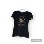 Nowy t shirt czarny Luxury Fashion Milano złote cyrkonie r uni XS/S/M