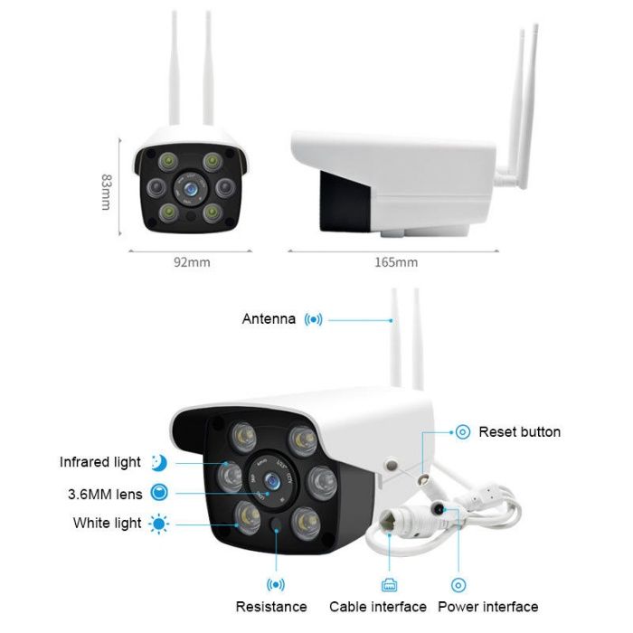 Câmara Vídeo Vigilância WiFi * Prova Água IP66 * Visão Noturna * ONVIF