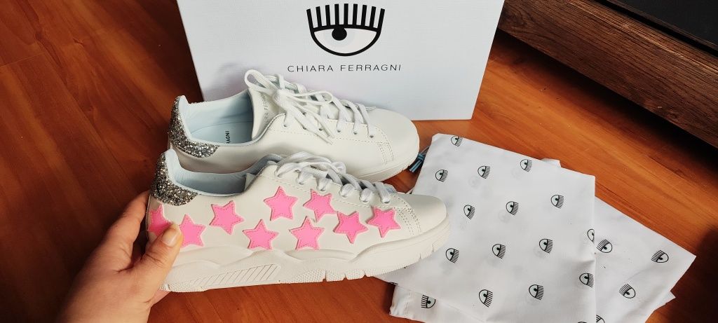 Chiara Ferragni nowe oryginalne sneakersy skóra naturalna r. 38 białe