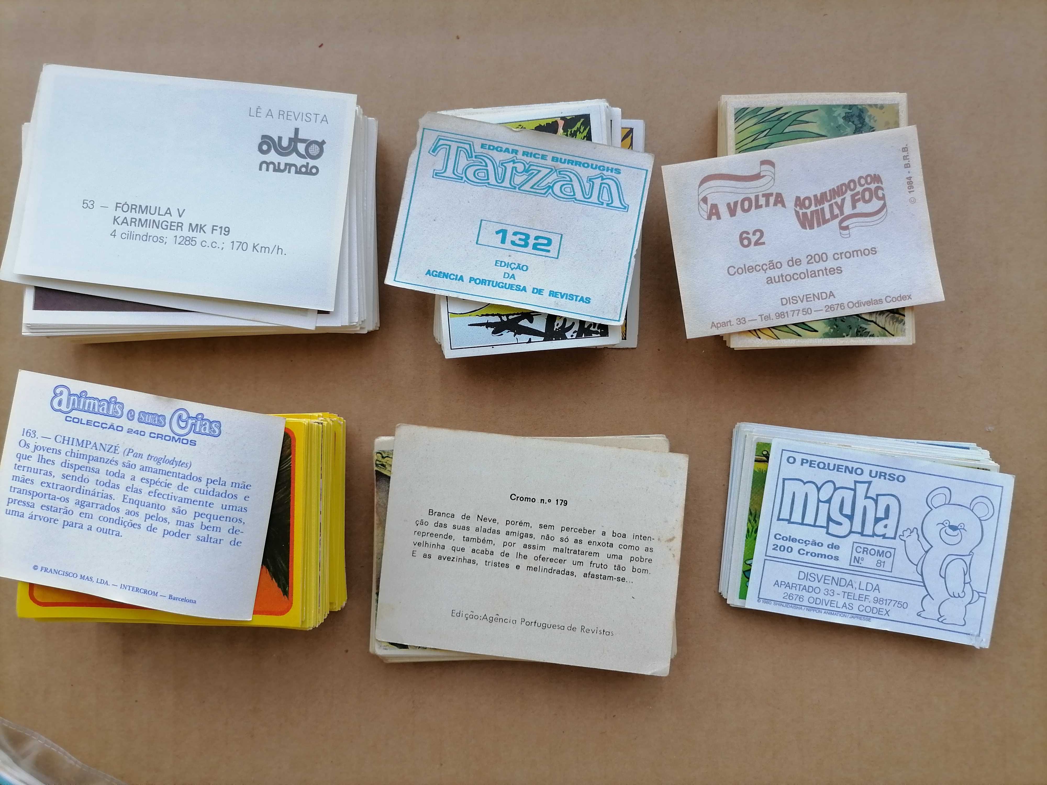 Cromos Tarzan,Branca de Neve Misha,Willy Fog,Auto Mundo, Animais Crias
