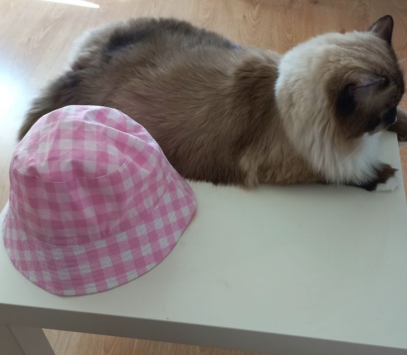 Kapelusz Bucket hat różowy biała kratka stan: bdb