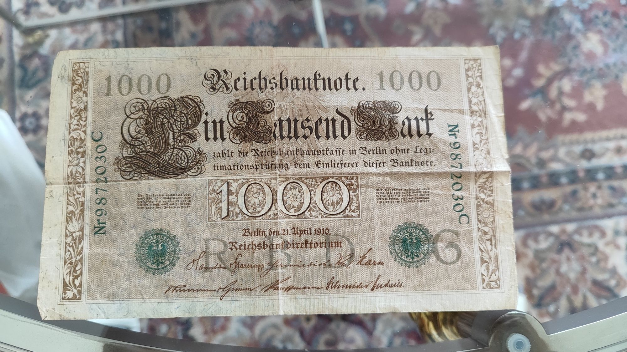 1000 marek niemieckich rzadka seria c oryginał banknot