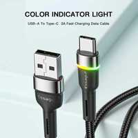 Kabel ładowania 2m USB-A i USB-C Essager z kolorowym indykatorem RGB
