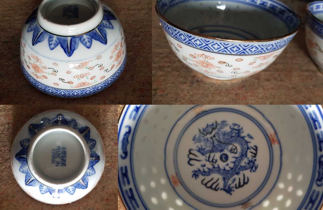 Serviço de chá + de sopa + terrina porcelana chinesa Bago de Arroz