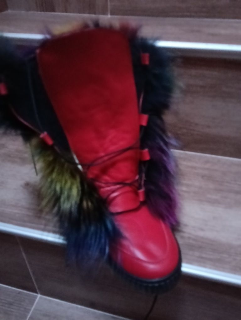 Botki z futrem skóra naturalna