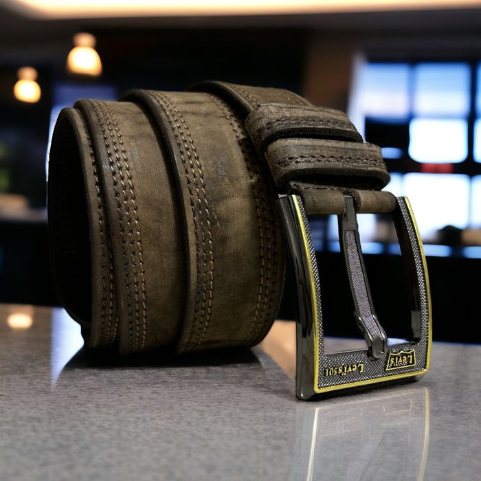 Кожаный мужской широкий ремень в джинсы/брюки