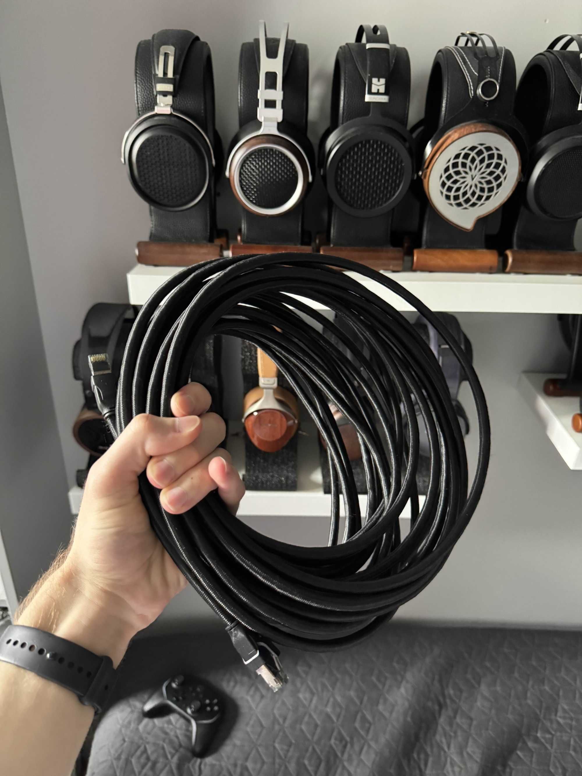 Kabel Ethernet CAT 7 czarny, oplot, długi, ekranowany i wytrzymały