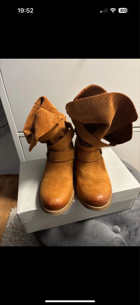 Wojas buty skórzane, botki zamsz,niwe, r.37
