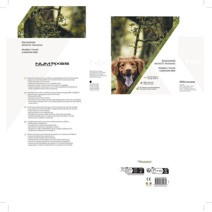 COLEIRA + TELECOMANDO DE ADESTRAMENTO PARA CÃO NUM'AXES CANICOM 800