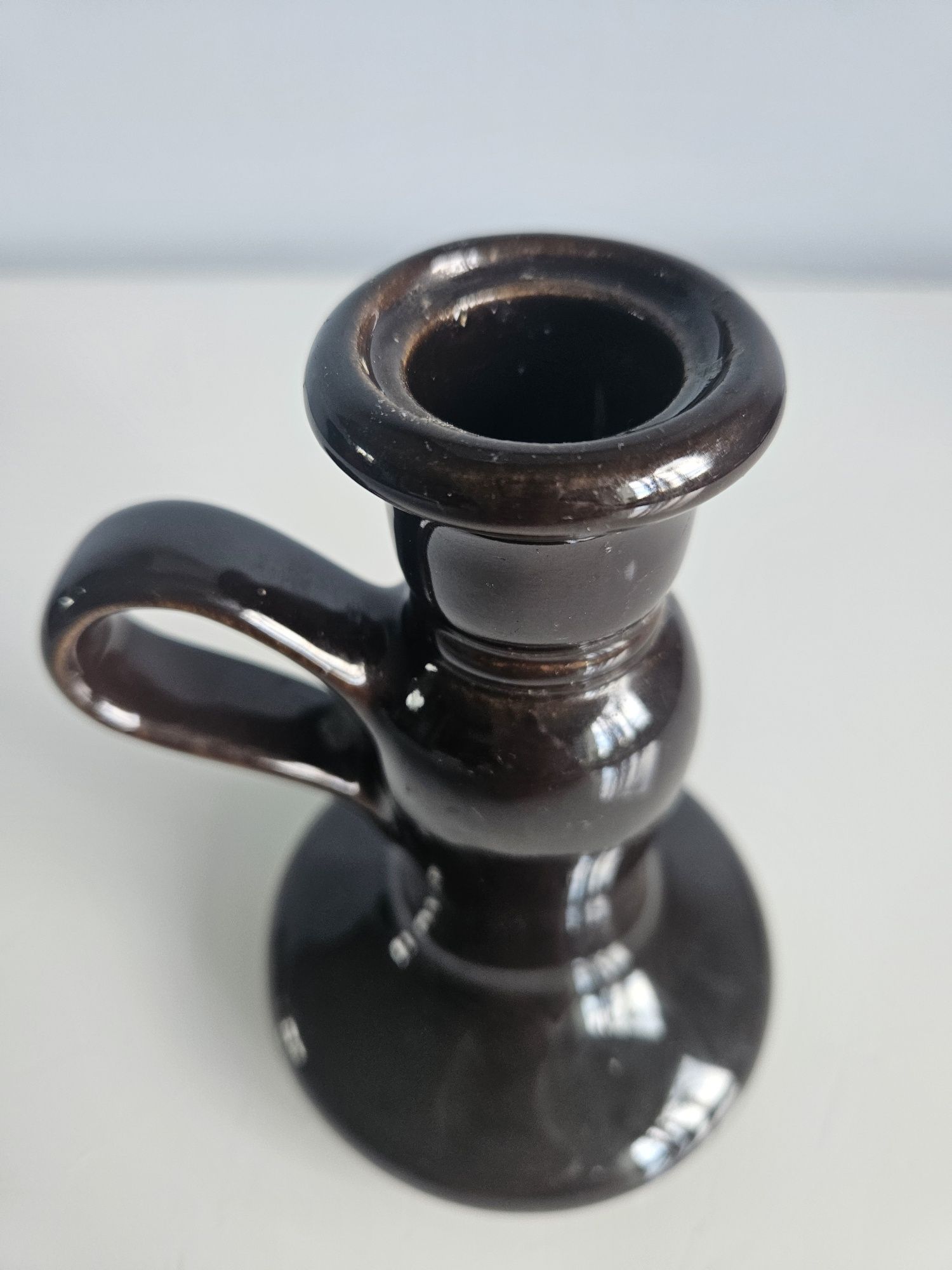 Świecznik, kaganek ceramiczny PRL vintage new look