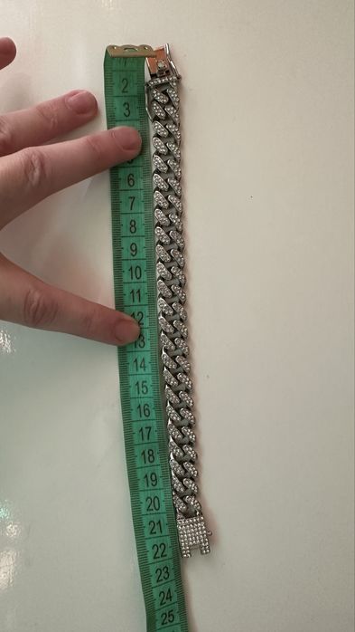 Браслет з камінцями цирконій, зі стразами, Mayami, кубінская цепочка