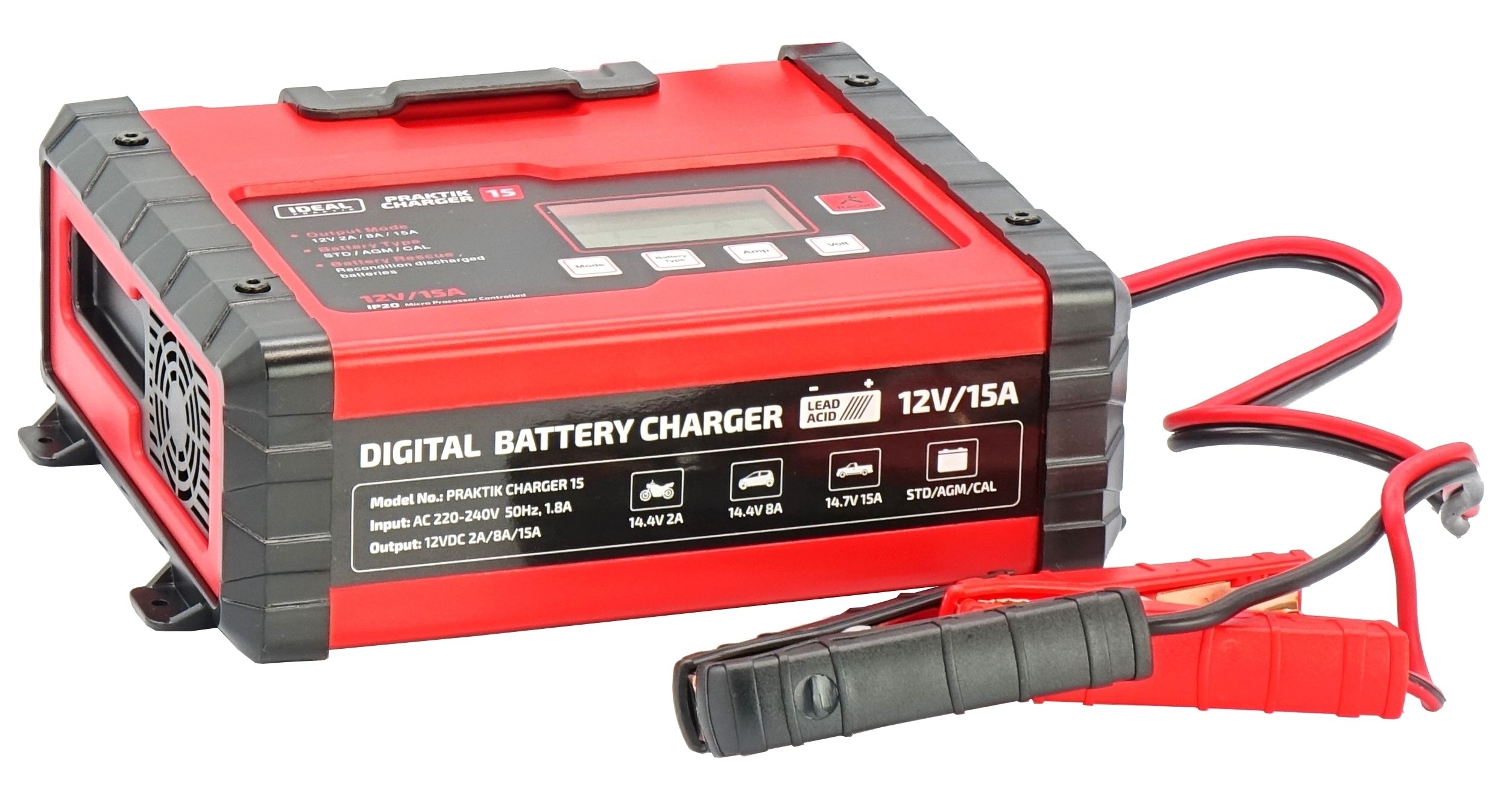 prostownik ideal  praktik charger 15 lcd 12v automatyczny gel WET AGM