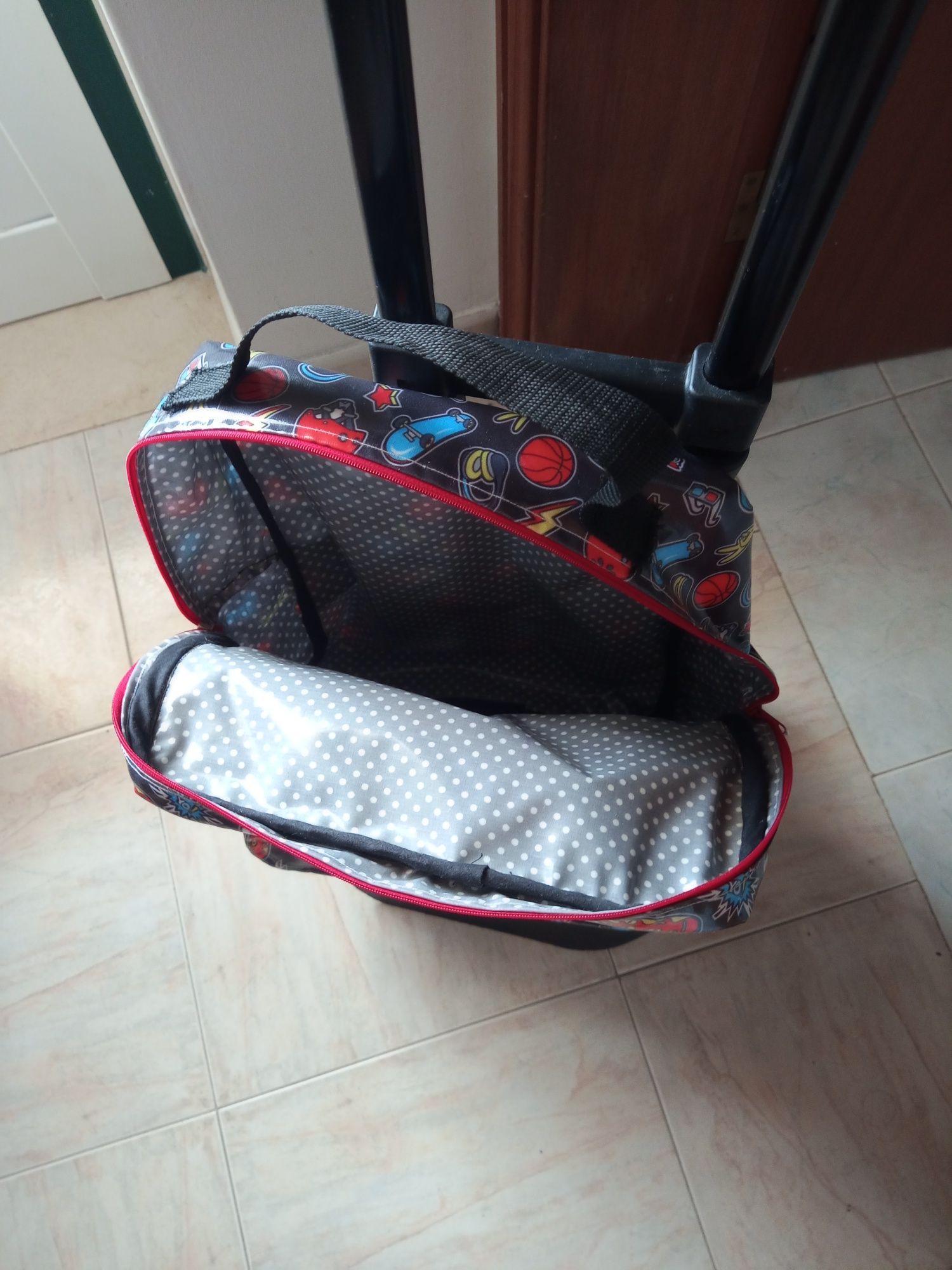 Mochila de criança plastificada com troley
