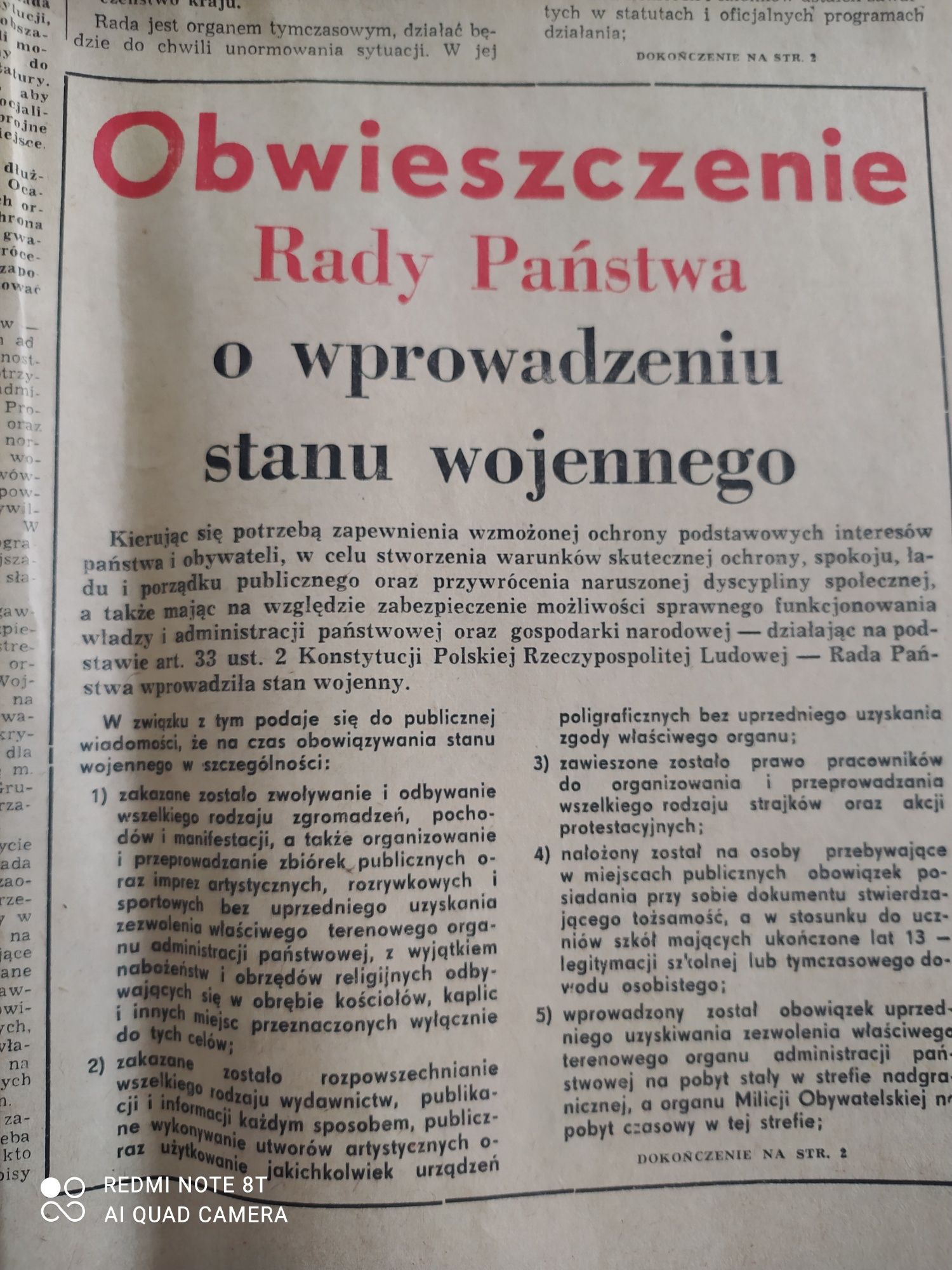 Stara gazeta, Gazeta Pomorska 1981 , 14 grudnia. Starocie, PRL.