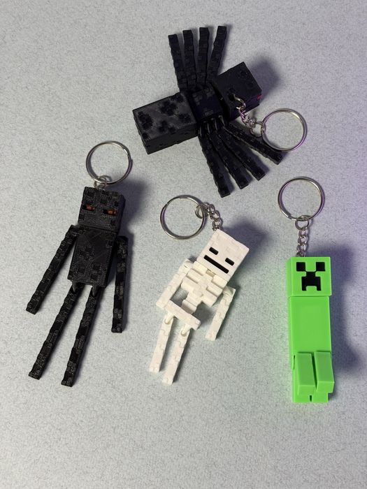 Брелок Майнкрафт (Minecraft)— Крипер, Скелет, Ендермен та Павук