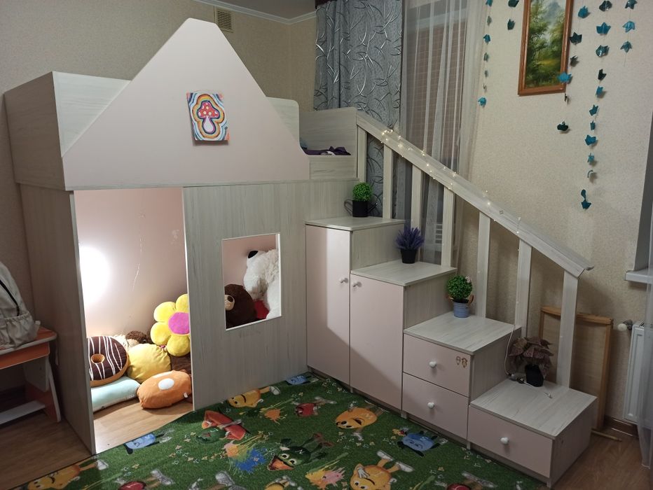 Дитяче ліжко з матрацом ліжко для дівчинки для дитини ліжко-будиночок