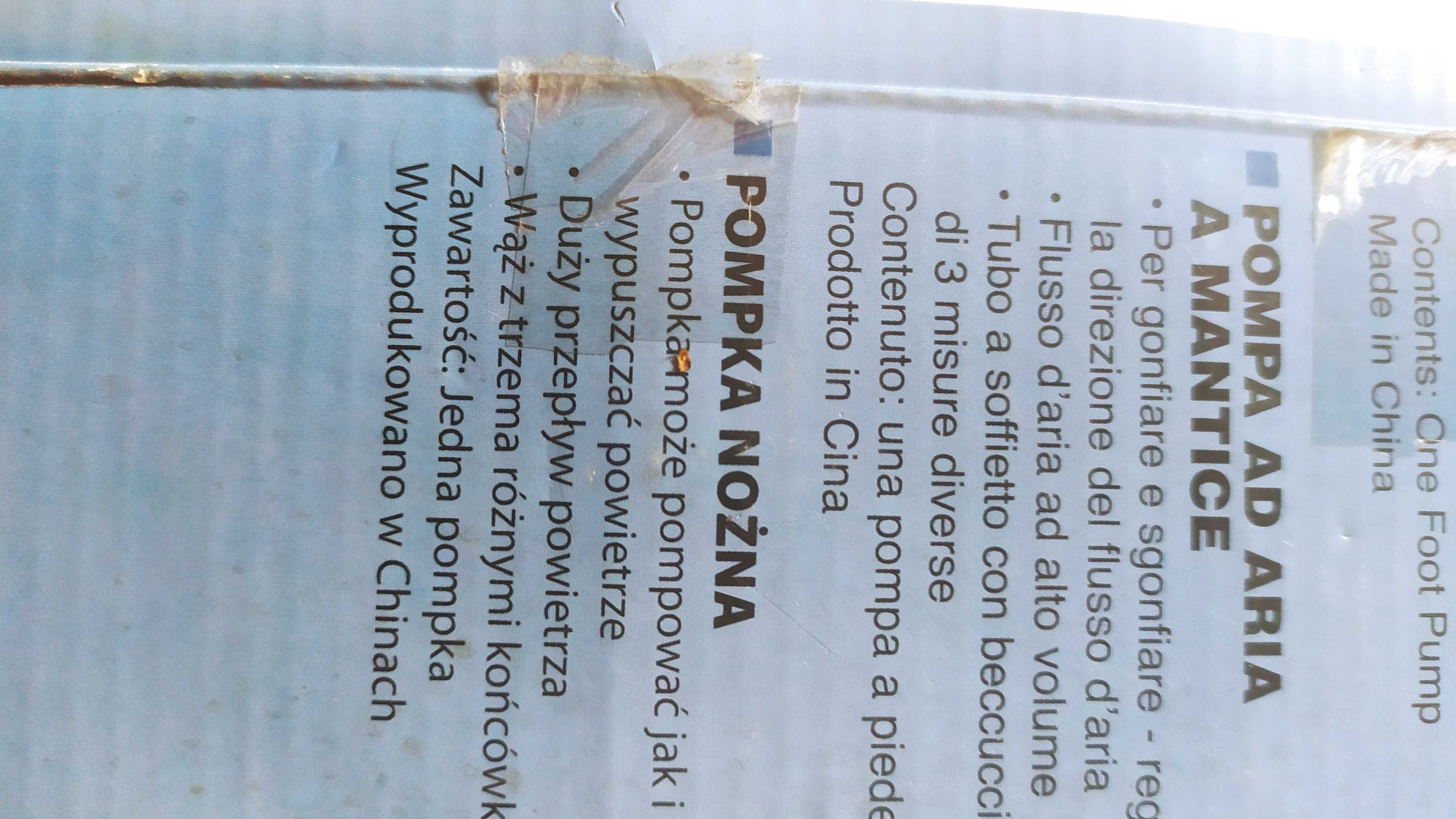 Nowa pompka nożna Intex do pompowania piłek, materacy