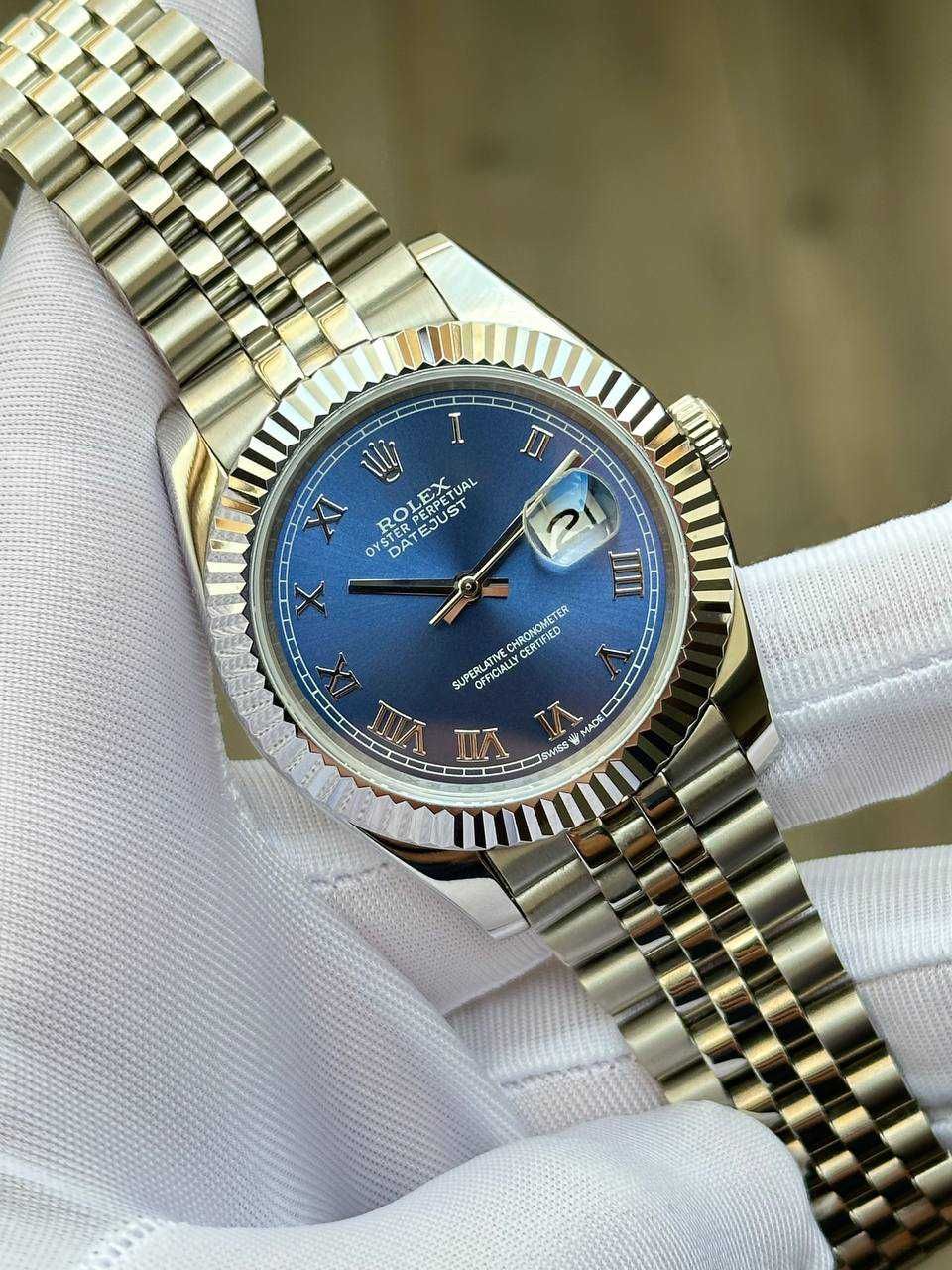 Швейцарские часы Rolex Datejust 41mm Blue Stainless Steel Mens Watch