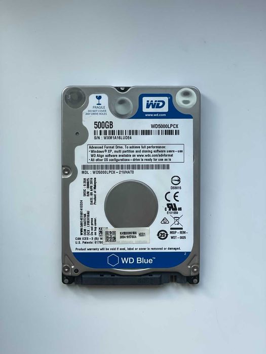 Жорсткий диск Western Digital Blue 500GB 5400rpm 16MB WD5000LPCX 2.5"