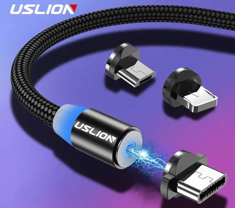 Магнітний кабель USLION MicroUSB з підсвічуванням + конектор