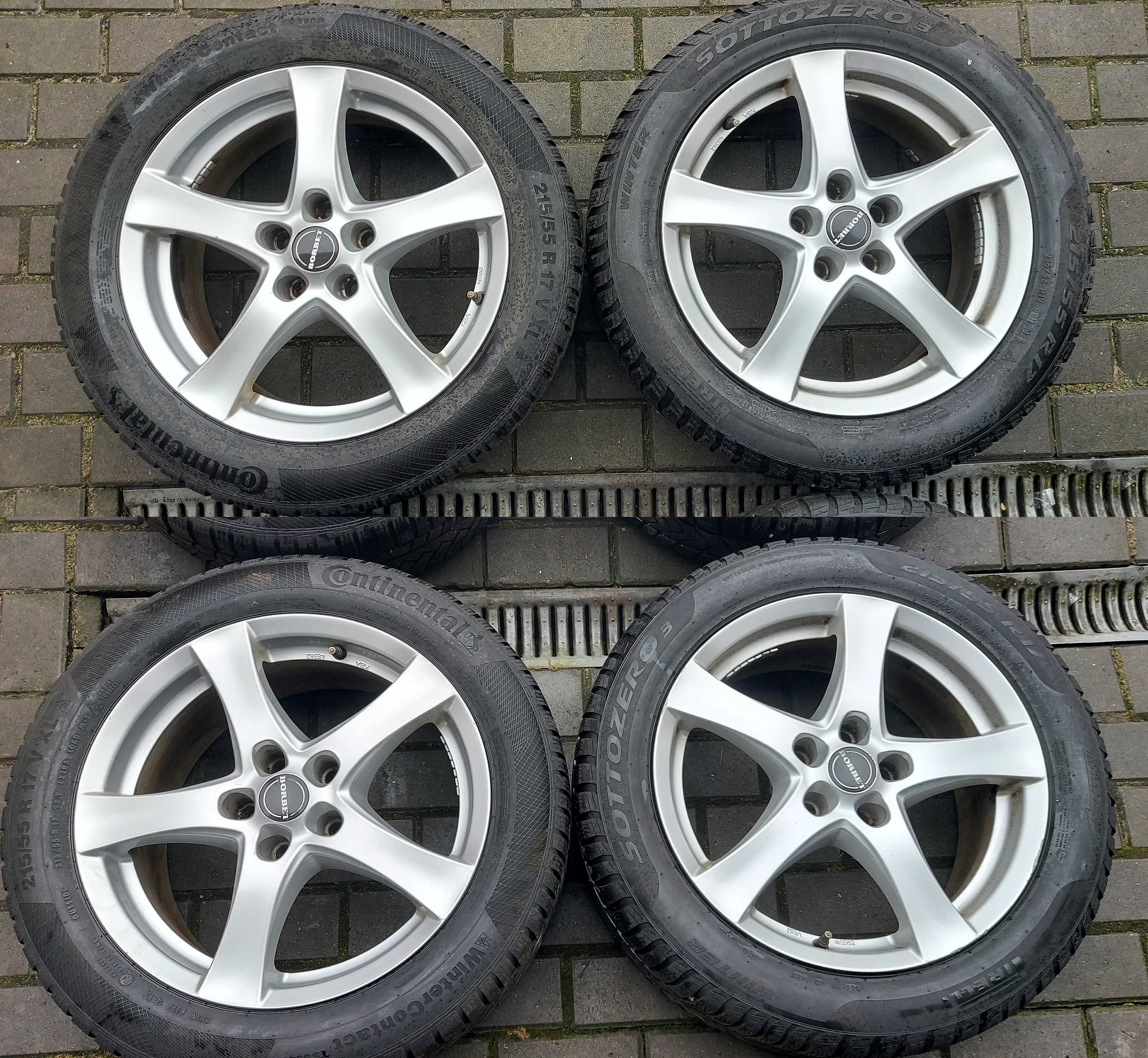 alu AUDI VW SKODA, BORBET 7x17, 5x112, ET35+ opony 215/55/17