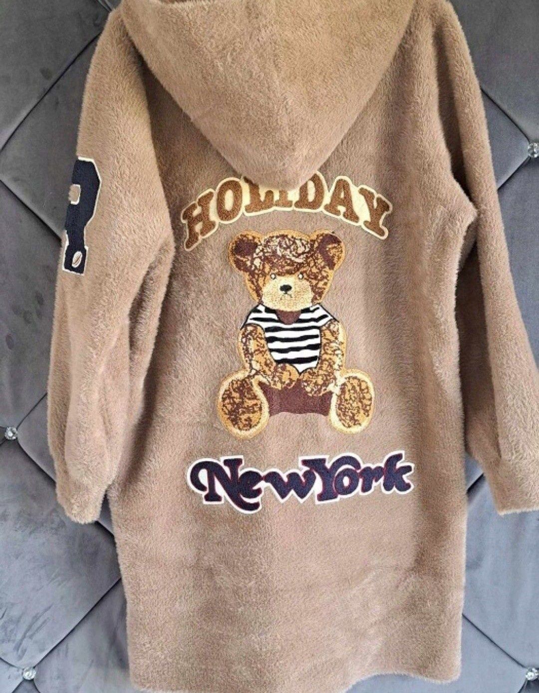 Płaszcz z Alpaki Teddy z kapturem