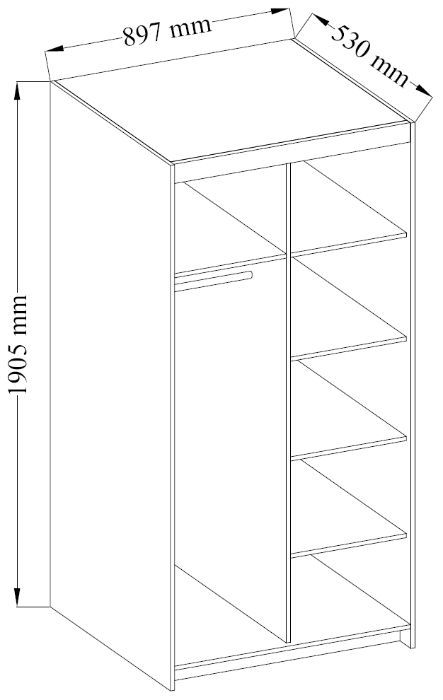 NOWA Szafa Garderoba ELIZA 90cm 133cm 3 Kolory dostawa 10 dni BIAŁA