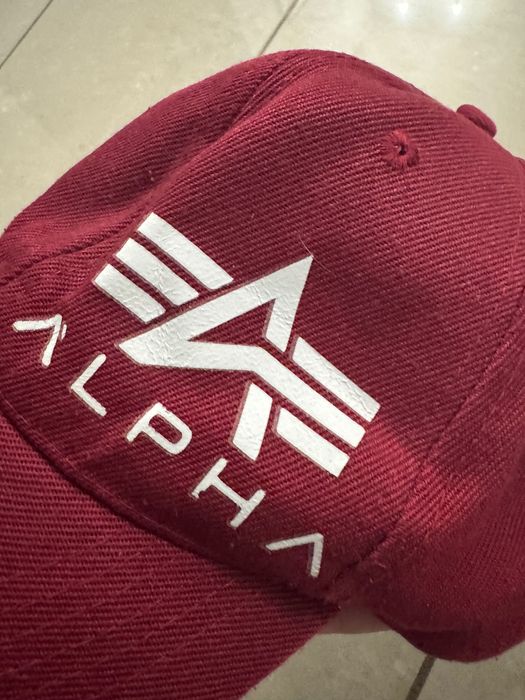 Alpha Industries bordowa czapka z daszkiem, kaszkiet, logowana