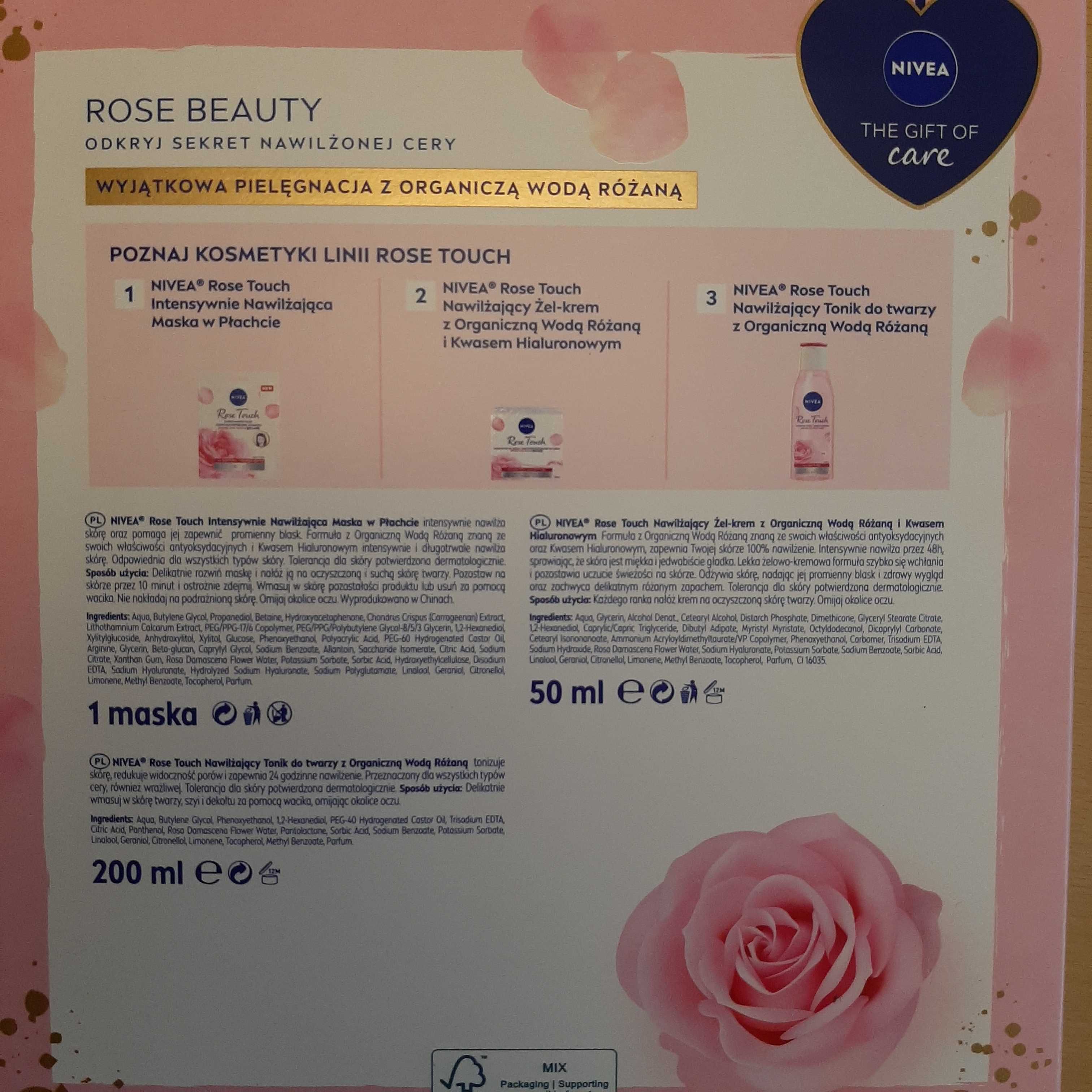 Zestaw kosmetyków Nivea Rose Bauty kobiety damski żel krem maska tonic