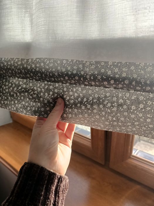 Firanka panel biało szara