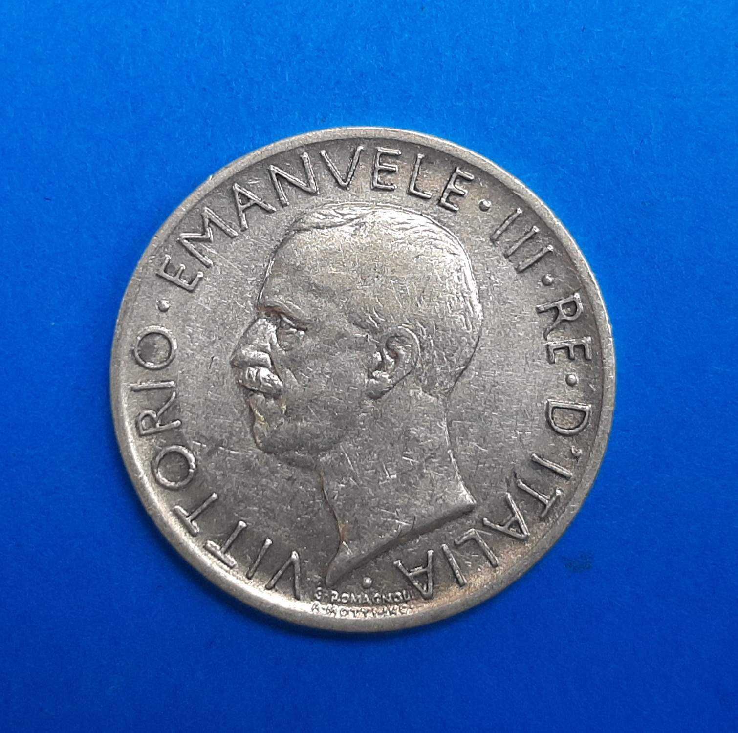 Włochy 5 lirów rok 1928 wersja *FERT*, bdb stan, srebro 0,835