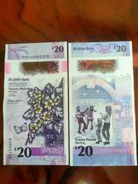 20 фунтов Twenty Pounds Sterling Ulster Bank 2019;2021.