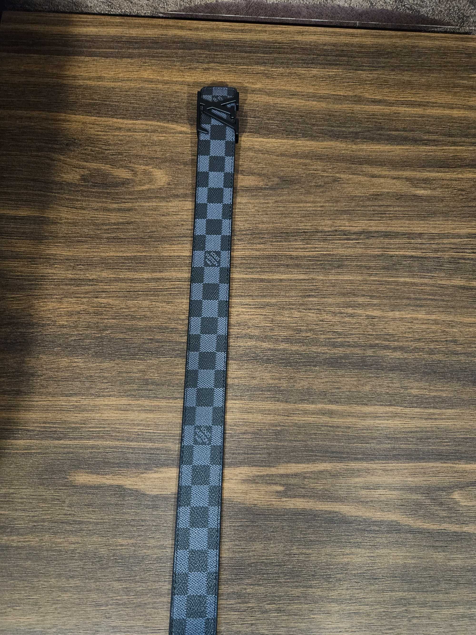 LV Louis Vuitton 115cm Pasek do spodni NOWY czarny w kratkę