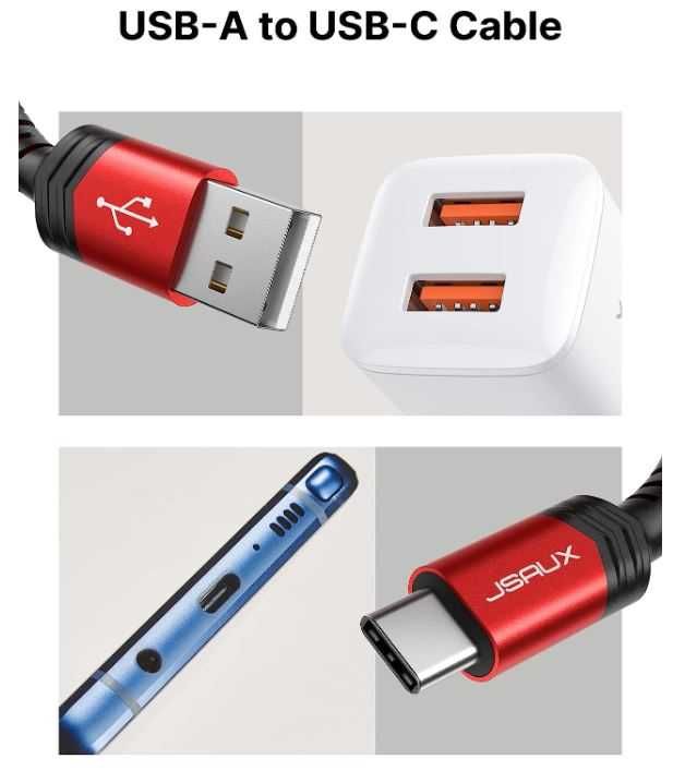 Kabel USB C w oplocie JSAUX 2m 2 sztuki