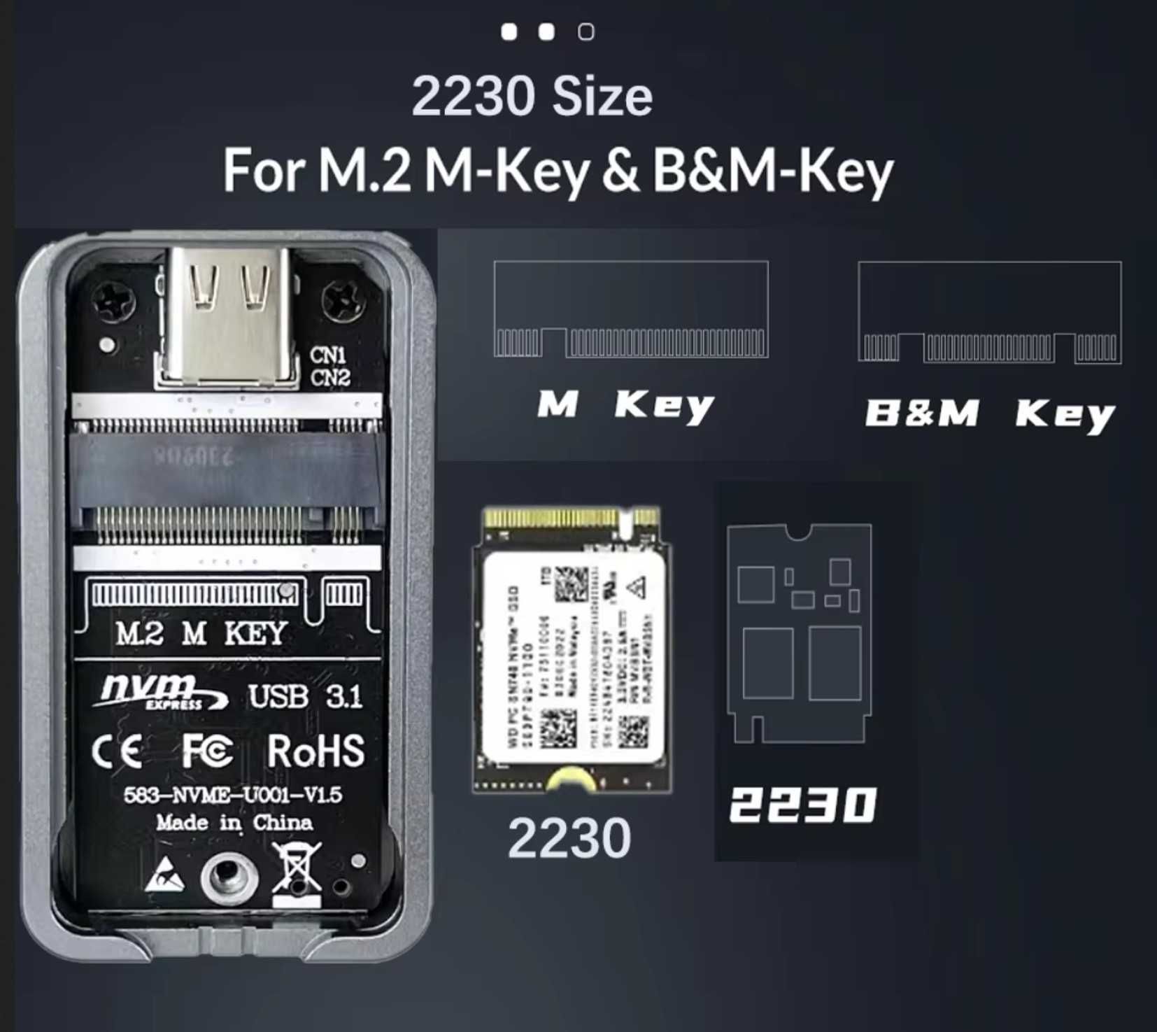 Obudowa dysku SSD M.2 2230 NVMe USB-C 3.2 10Gbps